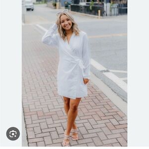 SPANX Classic White Poplin Wrap Dress